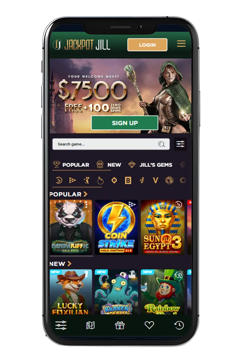 Mobile phone screenshot showing the home page
