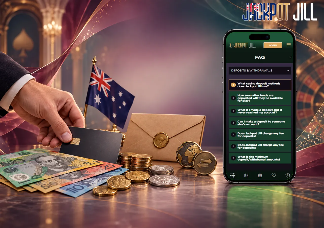 The mobile cashier lists payment methods beside Australian banknotes, coins and a bank card